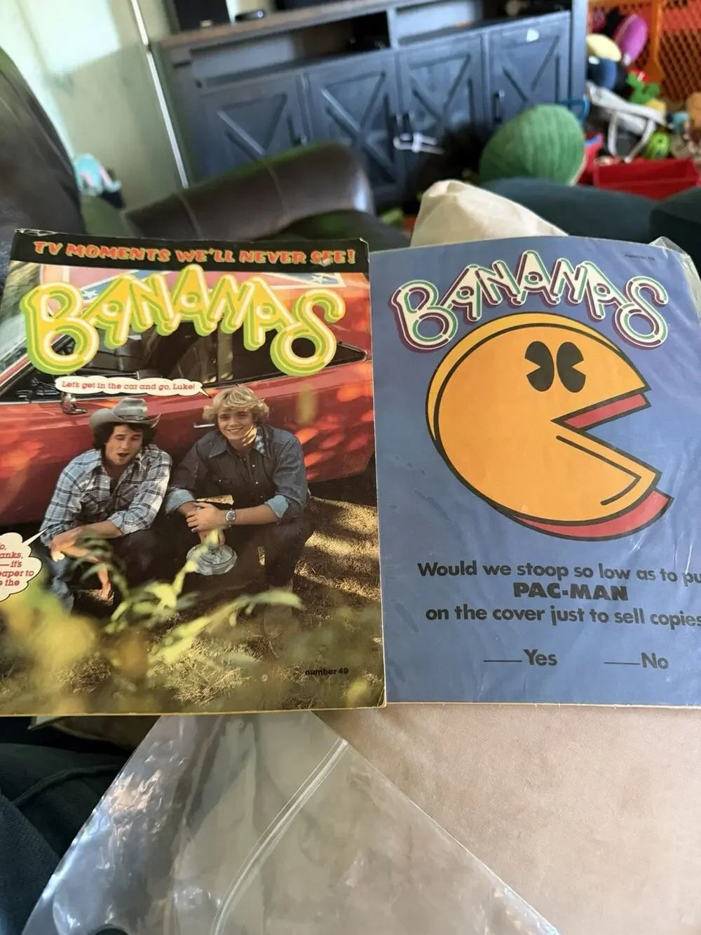 2 Lot Bananas Magazine Dukes of Hazzard Pac Man Issues 49 58